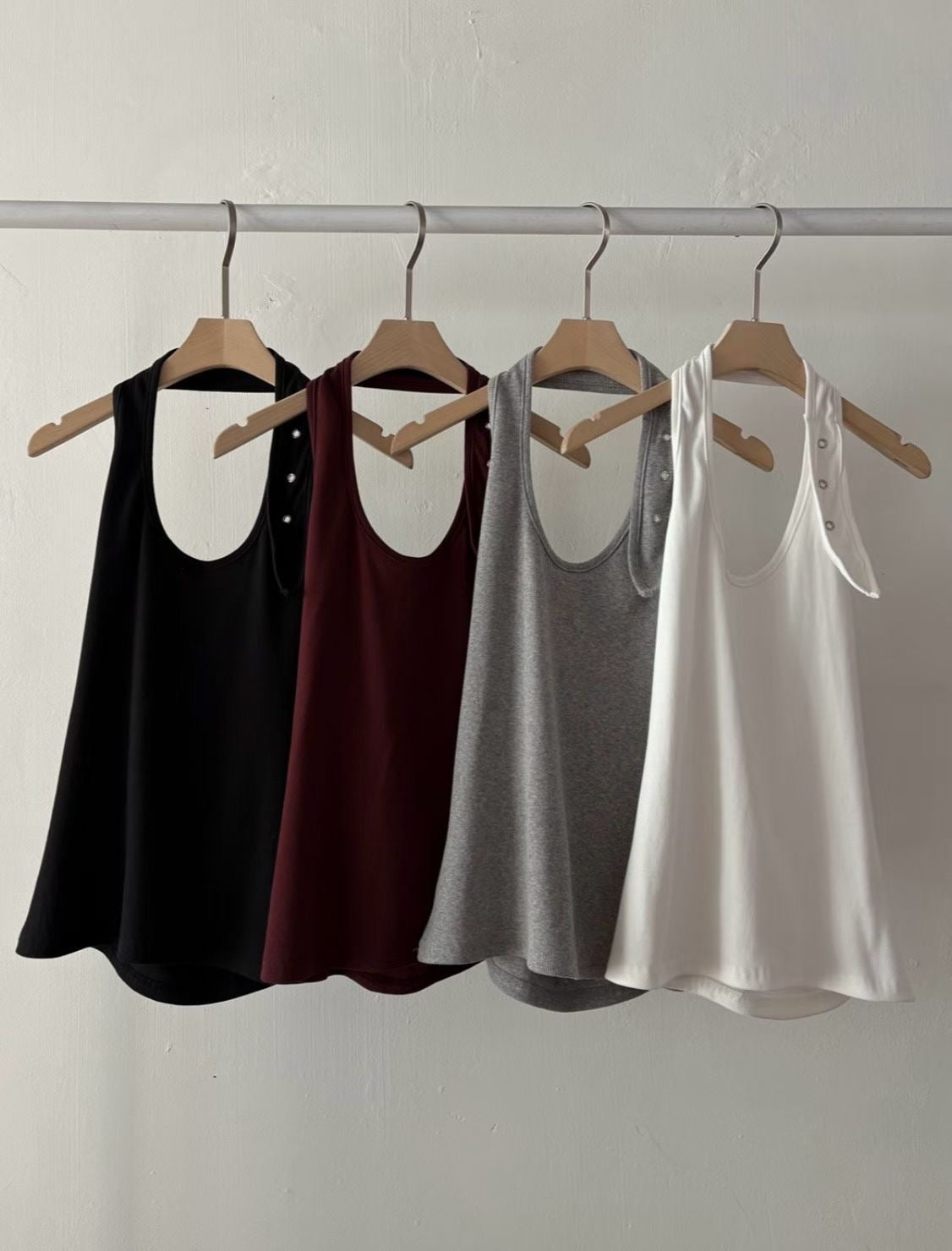 button tank top (black/wine/grey/white)
