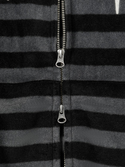 (韓國代購) LSC LOGO STRIPE FLEECE 2-WAY HOODIE ZIP-UP (BLACK)