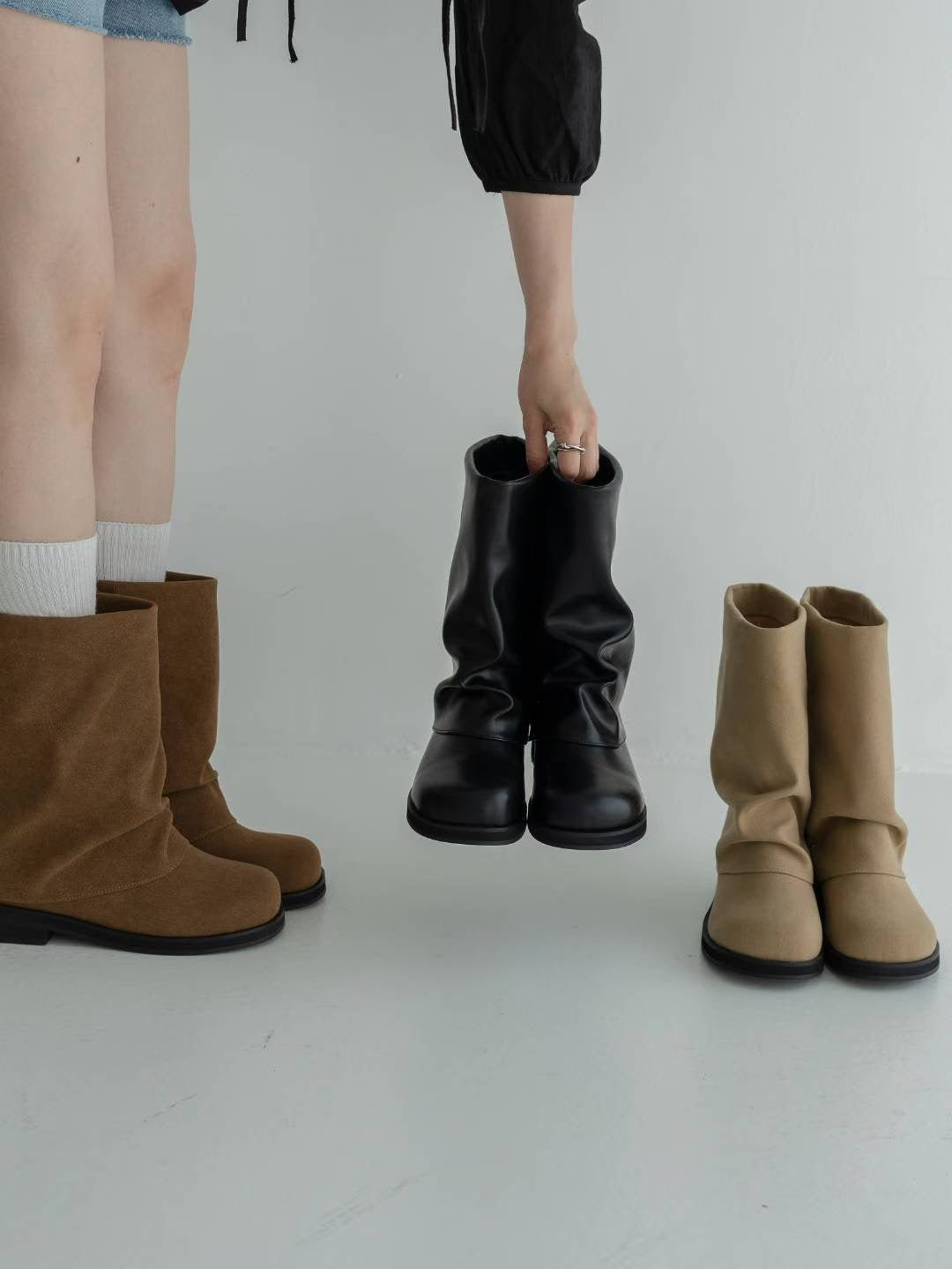 round toe boots (black/brown/khaki) (230-250)