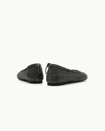 （韓國代購）PAES Leather String Flat ( Vintage Black）（225-260）