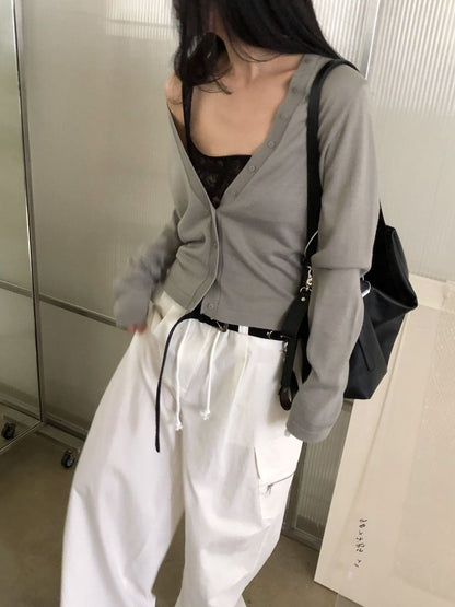 lace crop vest (black/ivory)