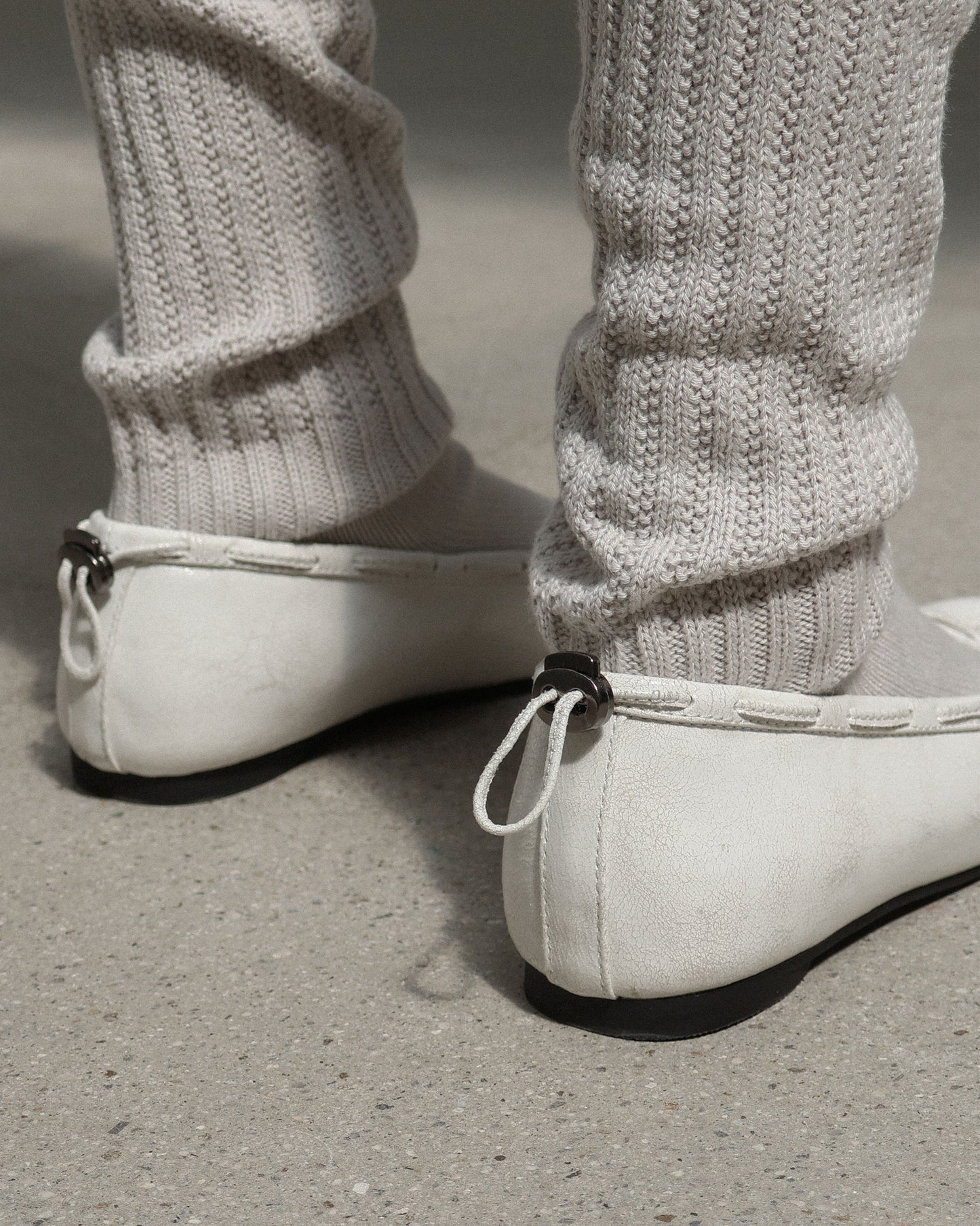 （韓國代購）PAES Leather String Flat ( Vintage White）（225-260）