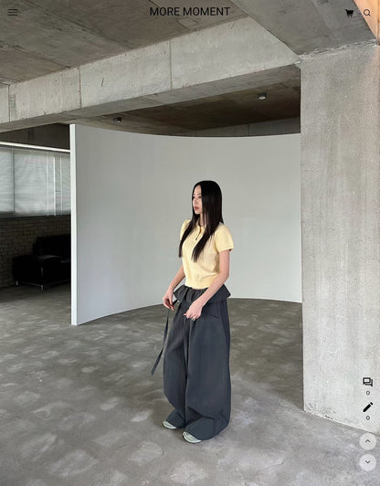 layered balloon pants （beige/black)