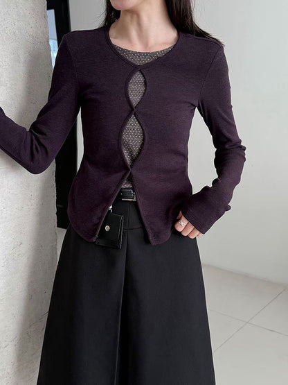 cut out tee(black/purple)