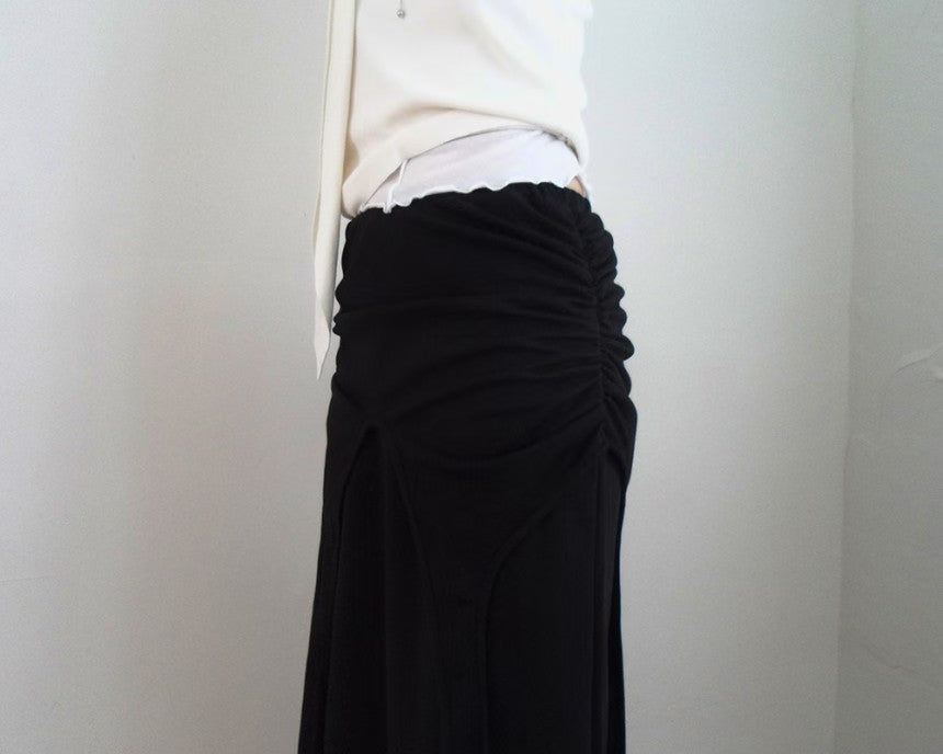 gathered skirt(grey/black) 少量現貨
