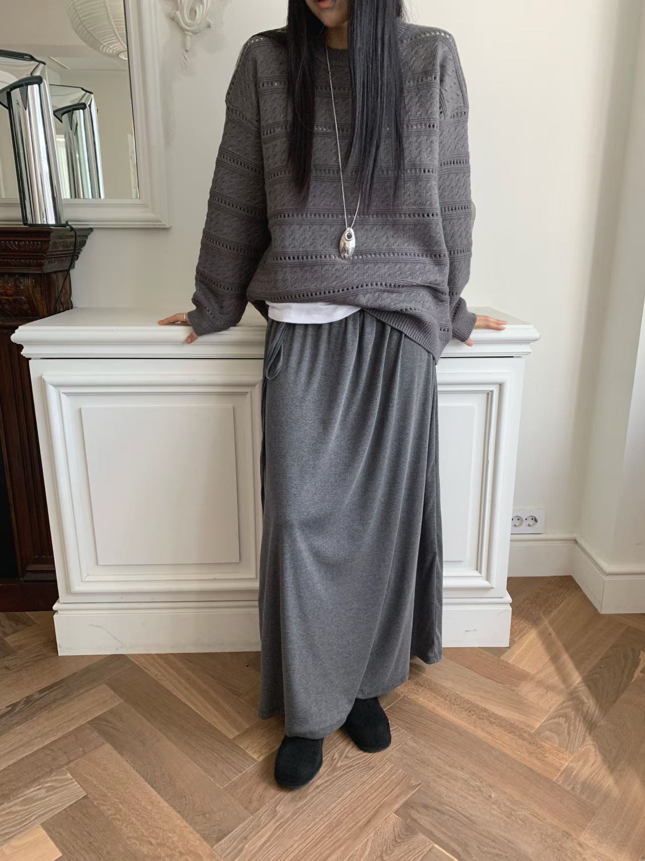 knit pullover with beanie (PRE-ORDER)