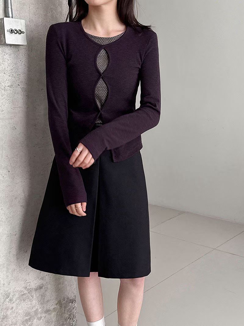 cut out tee(black/purple)