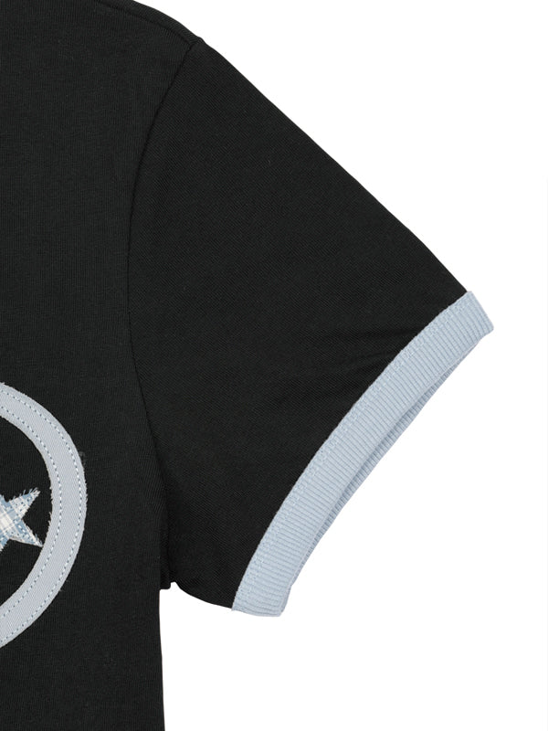 (韓國代購) LOSERSCLUB LSC STAR APPLIQUE CROP RINGER TEE WOMAN (BLACK/WHITE/GRAY)