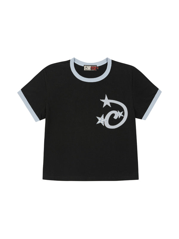 (韓國代購) LOSERSCLUB LSC STAR APPLIQUE CROP RINGER TEE WOMAN (BLACK/WHITE/GRAY)