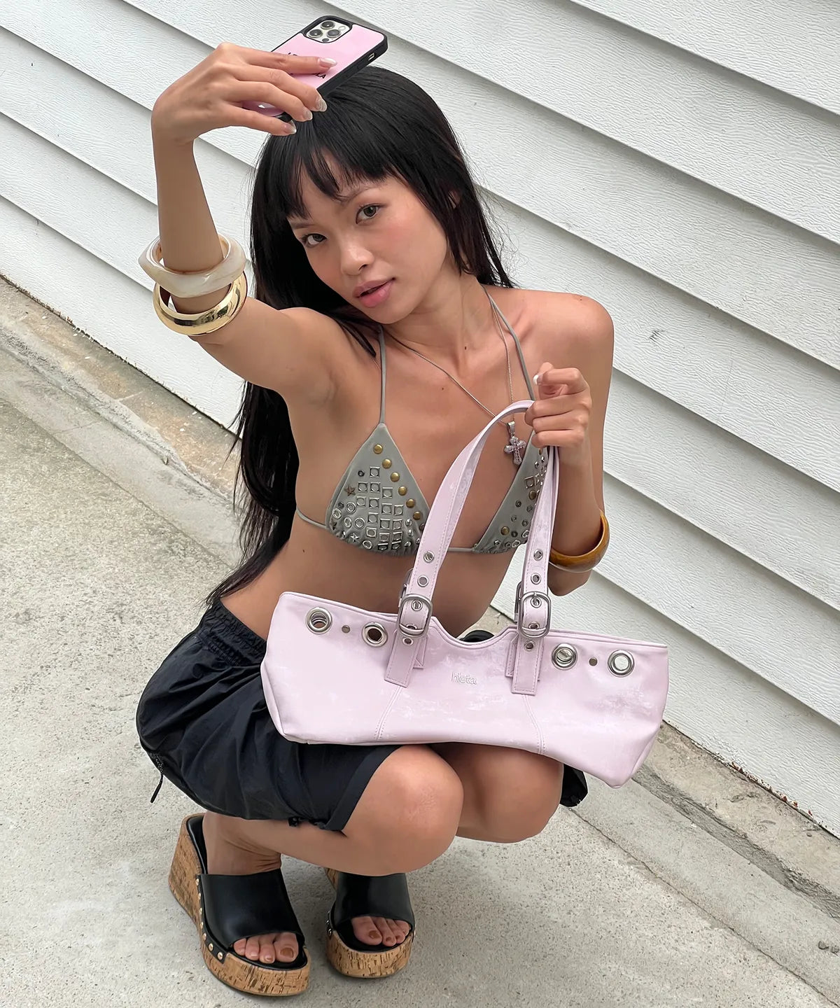 (韓國代購) HIETA becky mini bag(silver/light denim/navy/powder pink)