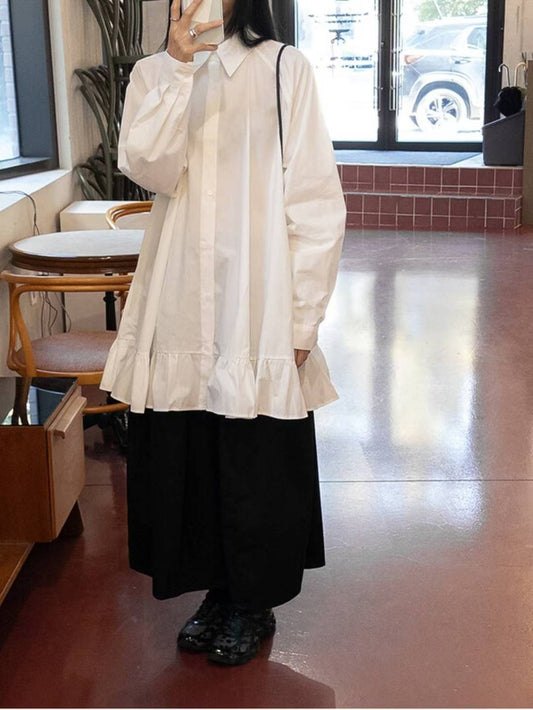 (PRE-ORDER) simple long shirt (white/black)