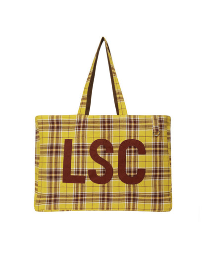 （韓國代購）LSC REVERSIBLE CHECK LOGO BIG ECO BAG (BROWN)（官方22/9後出貨）