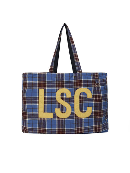 （韓國代購）LSC REVERSIBLE CHECK LOGO BIG ECO BAG (NAVY)（官方22/9後出貨）