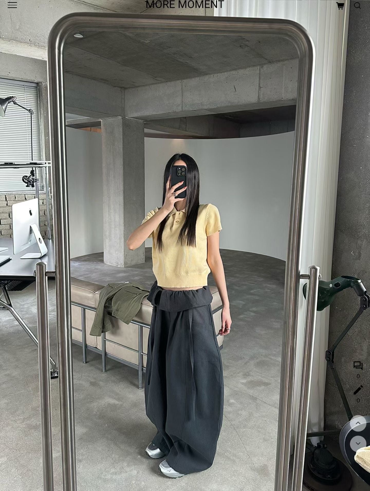 layered balloon pants （beige/black)