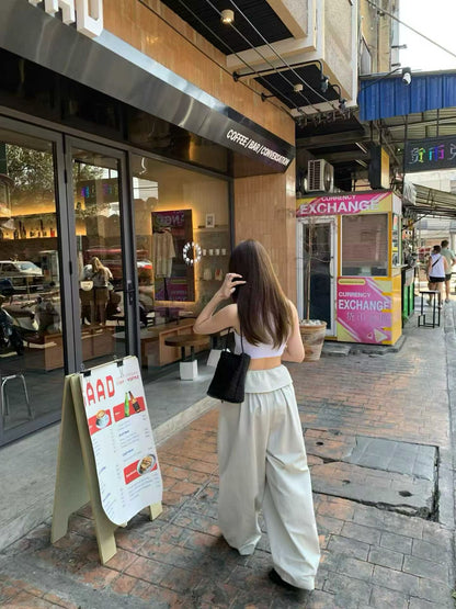 layered balloon pants （beige/black)