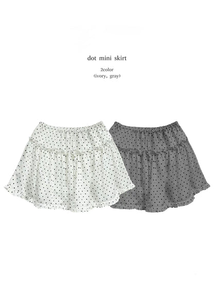 dots mini skirt(ivory/grey)