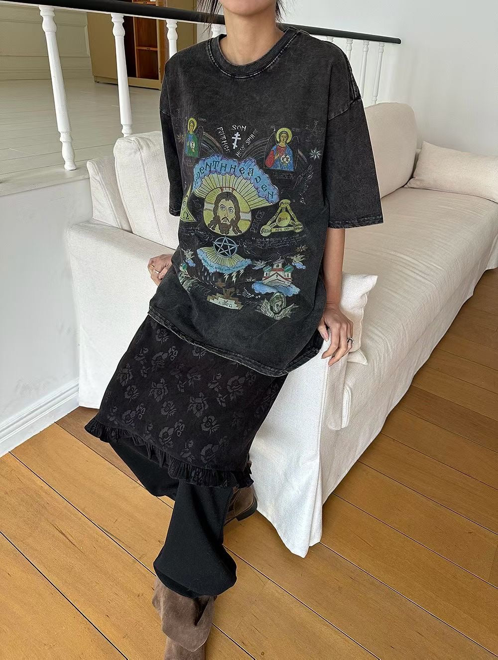 floral skirt(brown/black)