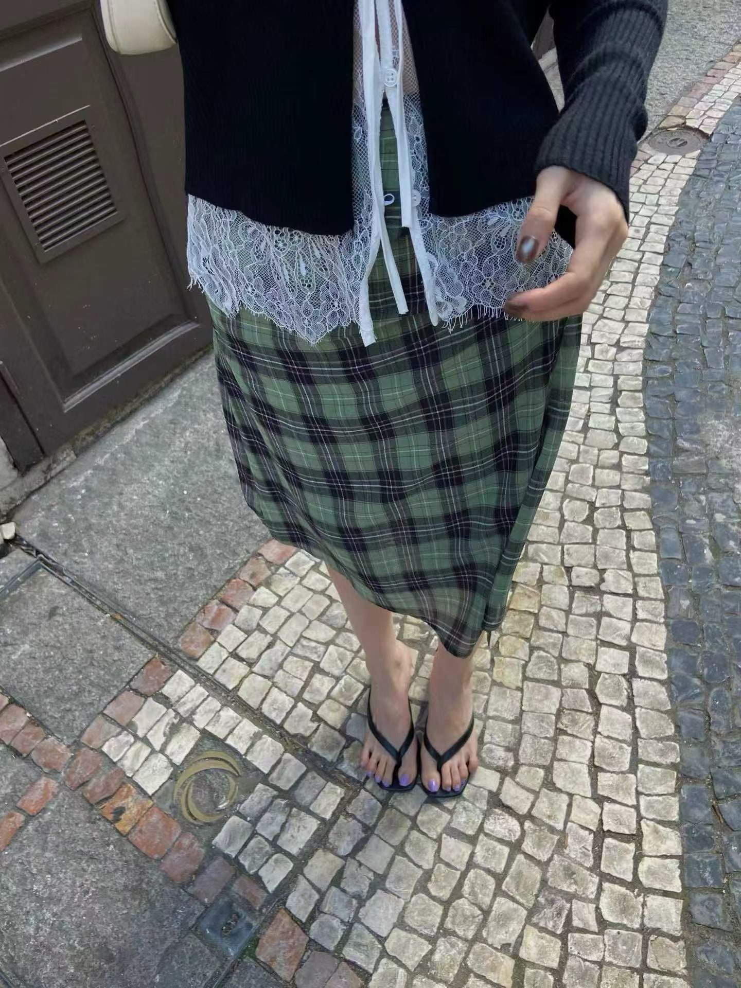 lace knit top(grey/ivory/black)